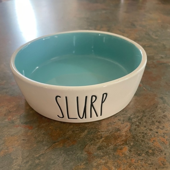 *host pick* Rae Dunn Small Dog/Cat Water Bowl Teal Inside - Picture 1 of 6